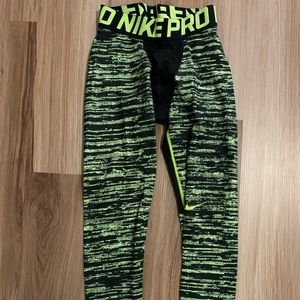 Nike pro hyperwarm neon yellow compression tights